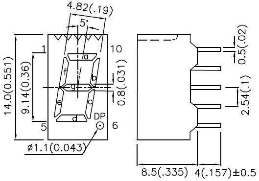 Kingbright 7-Segment-Anzeige Rot 9 mm 2 V Ziffernanzahl: 1