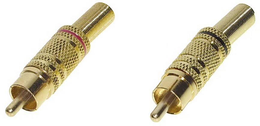 TRU Components 1601054 Cinch-Steckverbinder Stecker, gerade Polzahl: 2 Mono Rot, Schwarz 2St.