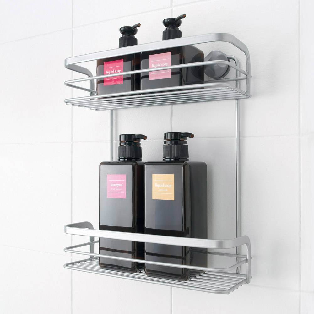 Metaltex 404814039 Viva Wandablage Rechteckig Silber rostbeständig, 2 Ablagekörbe 1 St.