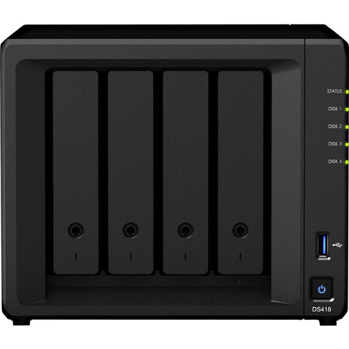 Synology DiskStation DS418 Boîtier serveur NAS 4 baie compatibilité vidéo 4K, port USB 3.0 en façade DS418