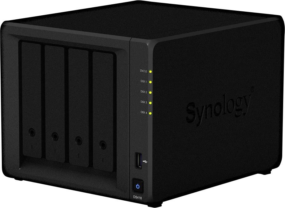Synology DiskStation DS418 NAS-Server Gehäuse 4 Bay 4K-Videounterstützung, USB 3.2 Gen 1 Frontanschluss (USB 3.0) DS418