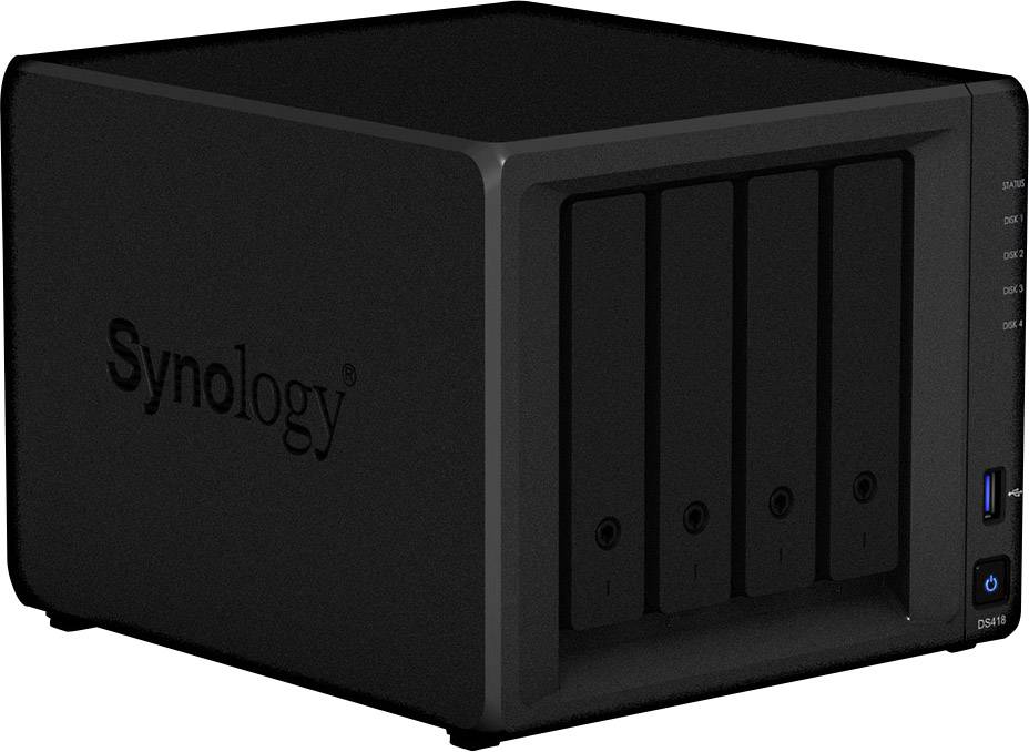 Synology DiskStation DS418 NAS-Server Gehäuse 4 Bay 4K-Videounterstützung, USB 3.2 Gen 1 Frontanschluss (USB 3.0) DS418