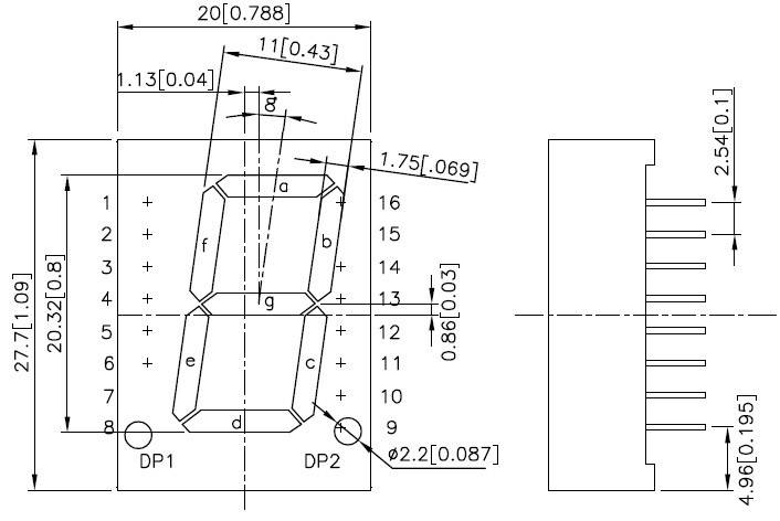 Kingbright 7-Segment-Anzeige Rot 20mm 2V Ziffernanzahl: 1 SC08-11EWA