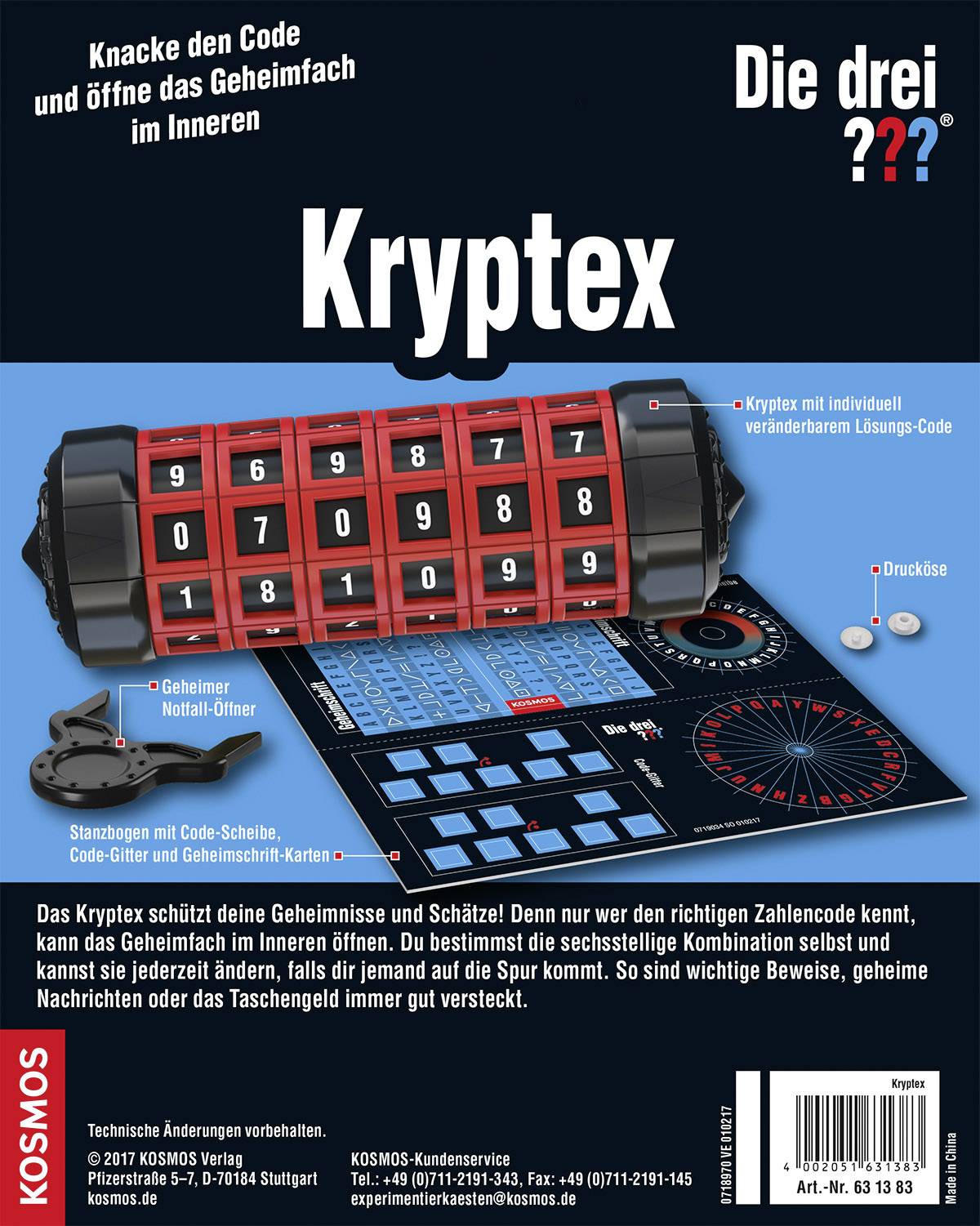 Kosmos 631383 Die drei ??? Kryptex Die drei ???, Detektiv & Zauberkästen Fertiggerät ab 8 Jahre