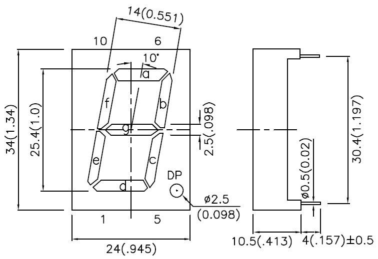 Kingbright 7-Segment-Anzeige Rot 25 mm 4.5 V, 2.25 V Ziffernanzahl: 1 SA10-21HWA