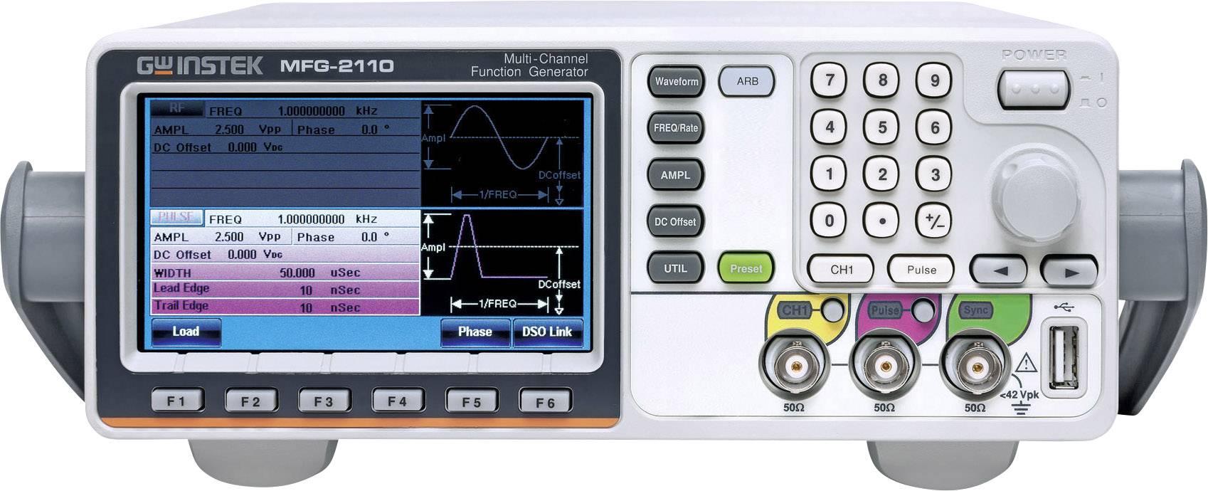 GW Instek MFG-2110 Funktionsgenerator netzbetrieben 1 µHz - 10MHz 1-Kanal Arbiträr, Sinus, Rechteck, Dreieck, Puls