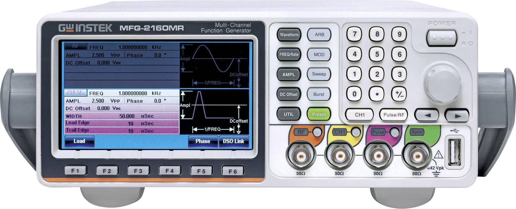 GW Instek MFG-2160MR Funktionsgenerator netzbetrieben 1 µHz - 60MHz 1-Kanal Arbiträr, Sinus, Rechteck, Dreieck, Puls