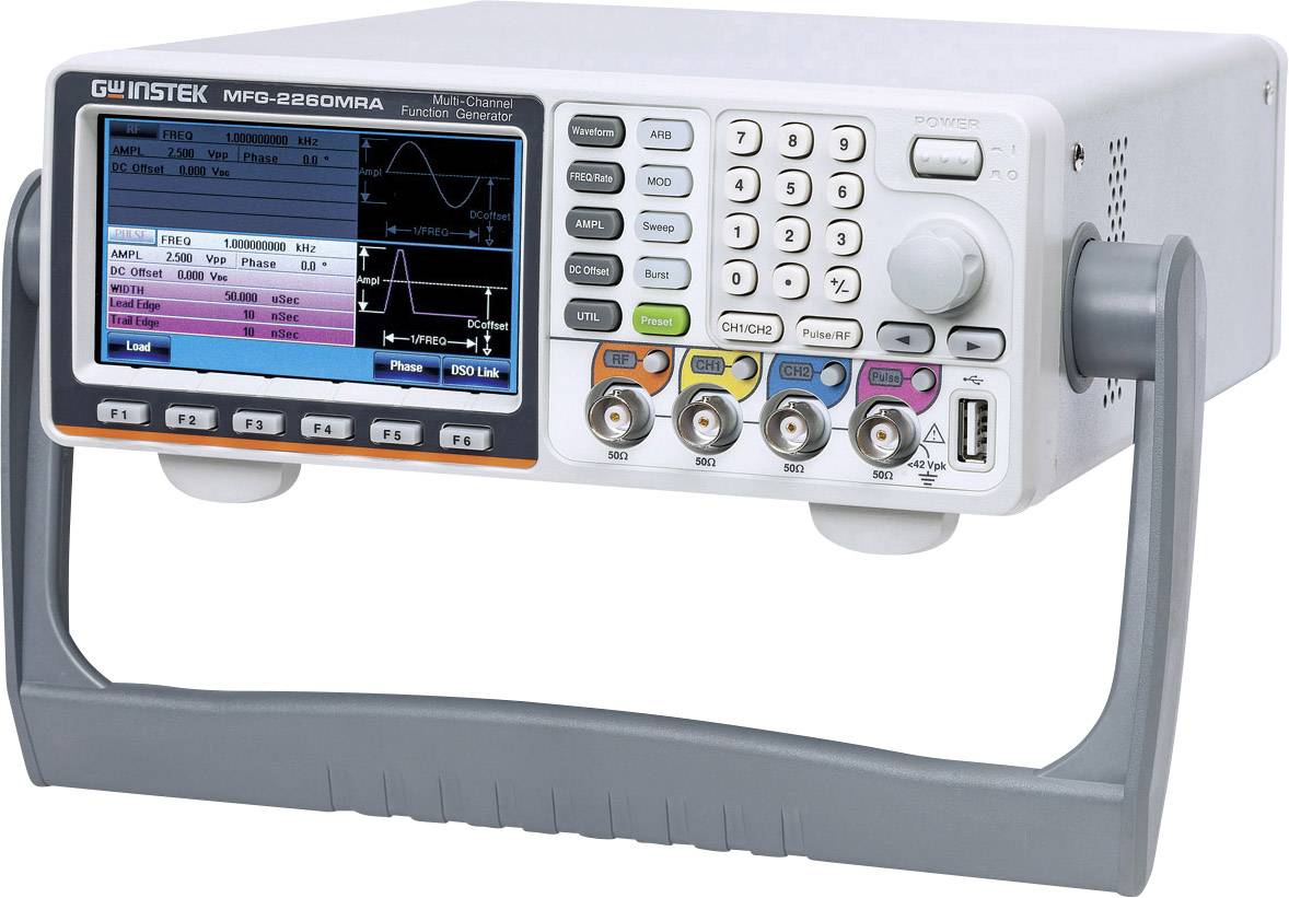 GW Instek MFG-2260MRA Funktionsgenerator netzbetrieben 1Hz - 60MHz 2-Kanal Arbiträr, Sinus, Rechteck, Dreieck, Puls