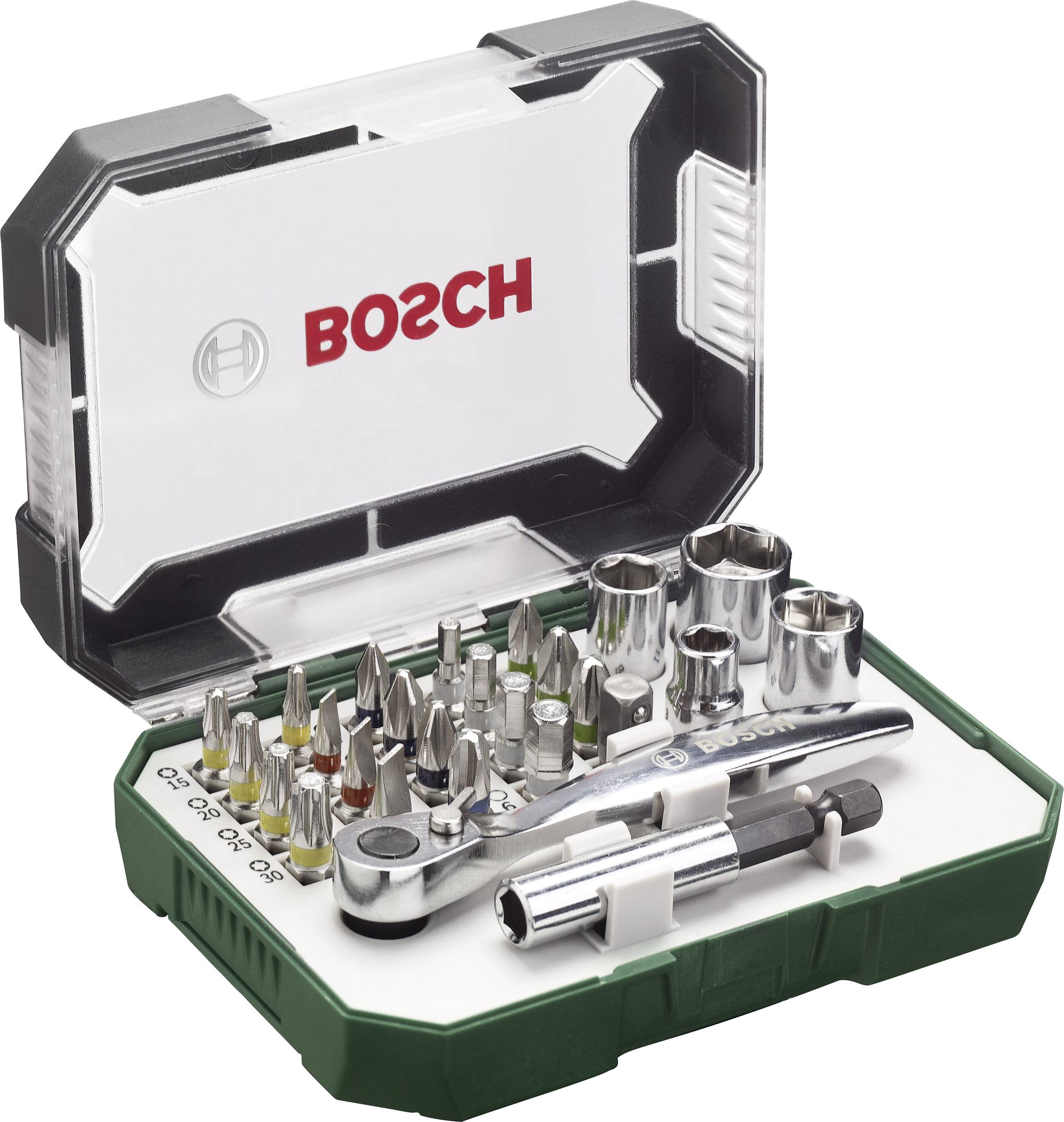Bosch Accessories Promoline 2607017392 Bit-Set 27teilig Schlitz, Kreuzschlitz Pozidriv, Kreuzschlitz Phillips, Innen-Sechskant