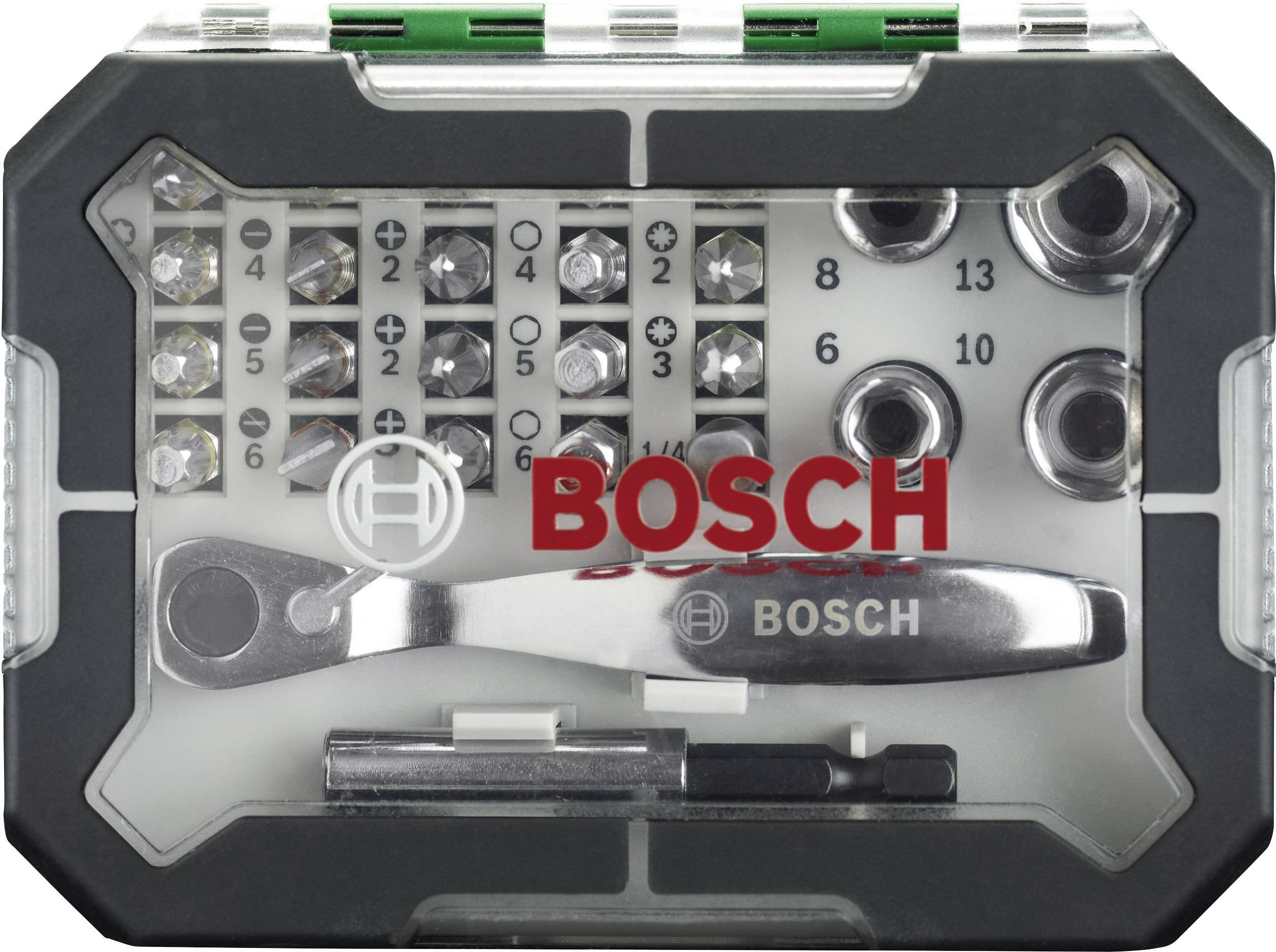 Bosch Accessories Promoline 2607017392 Bit-Set 27teilig Schlitz, Kreuzschlitz Pozidriv, Kreuzschlitz Phillips, Innen-Sechskant, Innen-Sechsrund