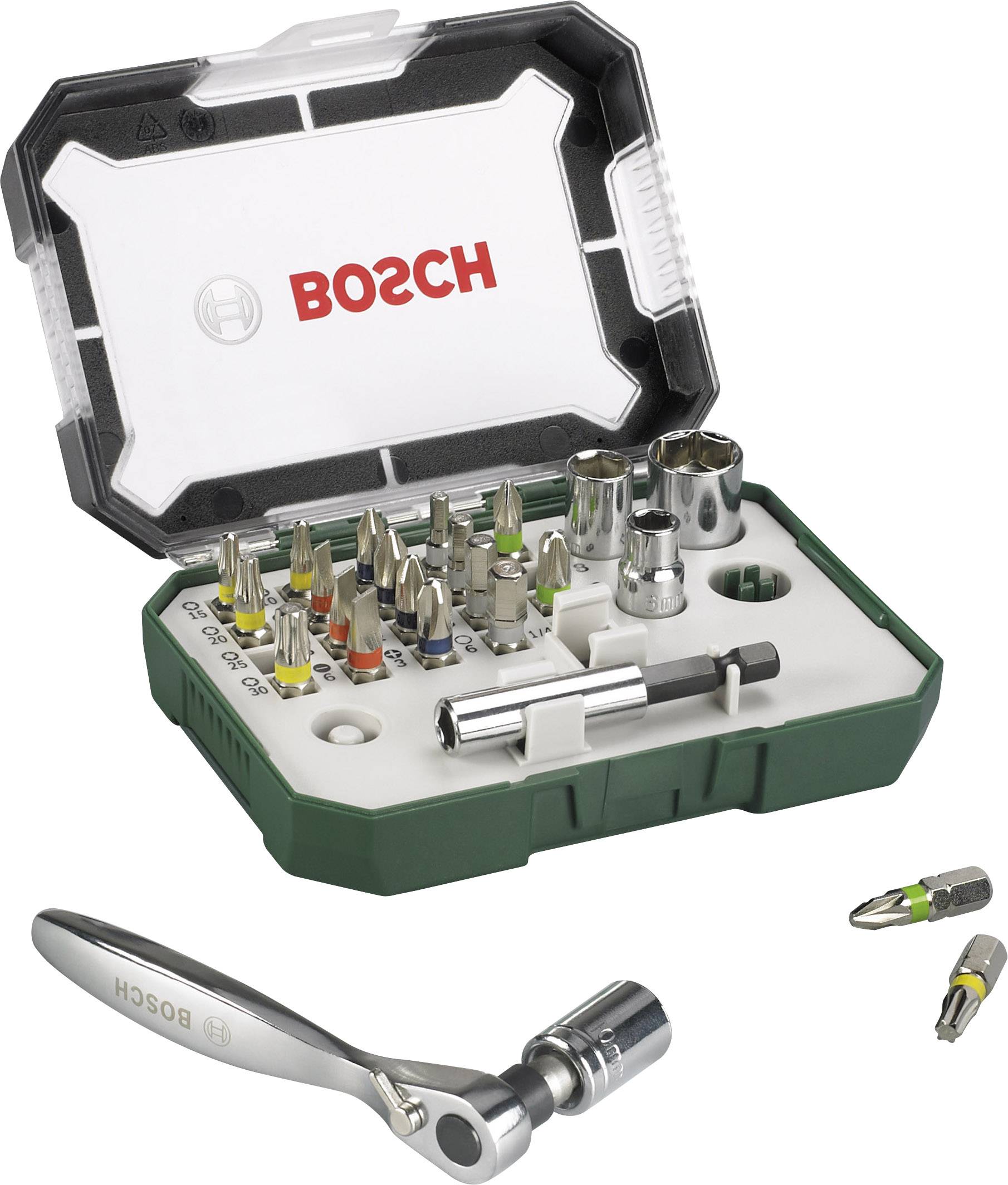 Bosch Accessories Promoline 2607017392 Bit-Set 27teilig Schlitz, Kreuzschlitz Pozidriv, Kreuzschlitz Phillips, Innen-Sechskant, Innen-Sechsrund