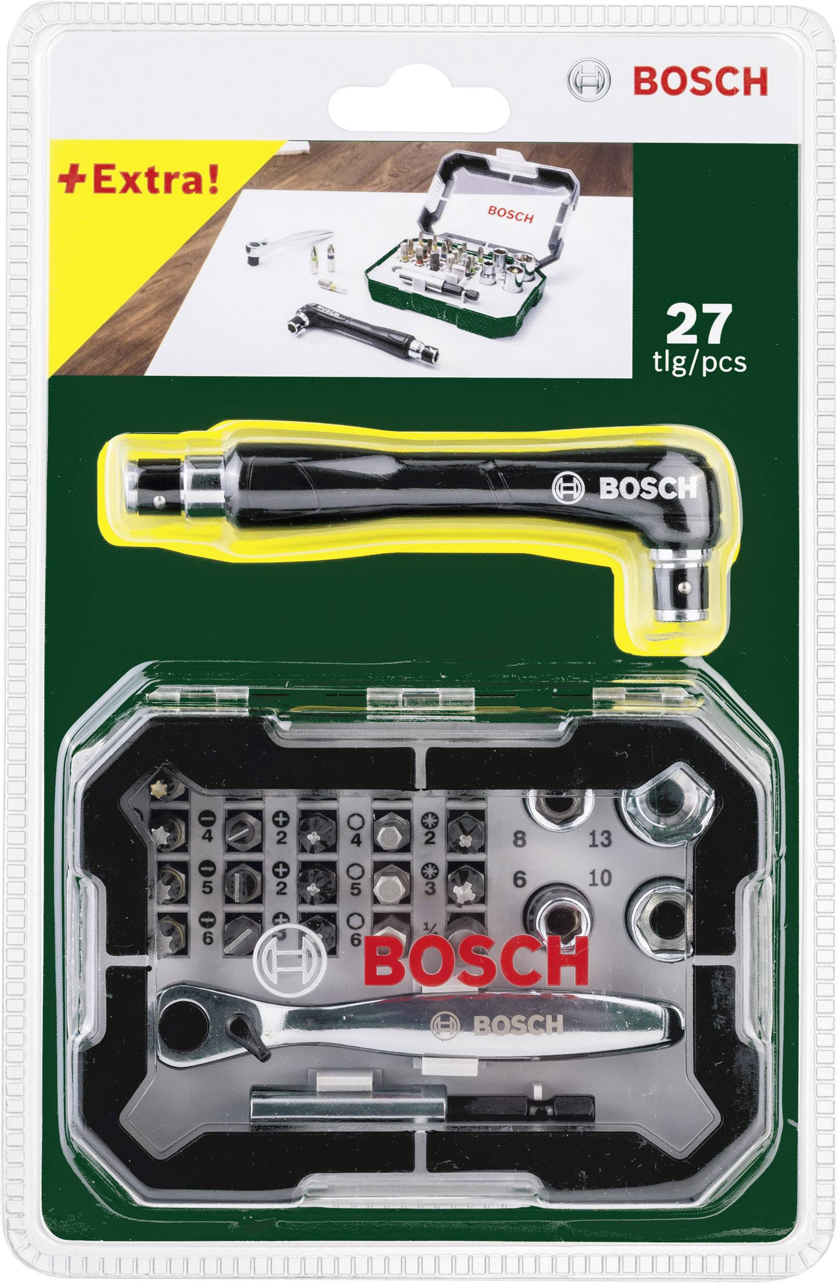 Bosch Accessories Promoline 2607017392 Bit-Set 27teilig Schlitz, Kreuzschlitz Pozidriv, Kreuzschlitz Phillips, Innen-Sechskant
