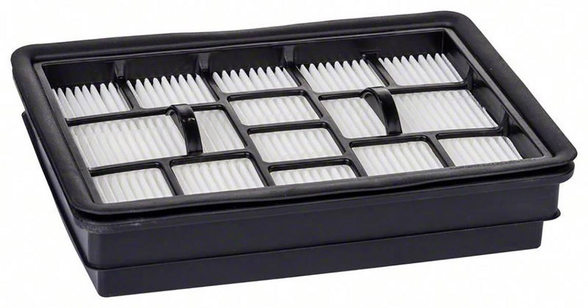 Ein rechteckiger HEPA-Filter mit wellenförmigem Papier und schwarzem Rahmen, verwendet für die Luftreinigung in Staubsaugern.