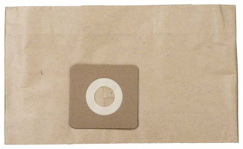 Brauner Staubsaugerbeutel mit quadratischer, verstärkter Öffnung in der Mitte.