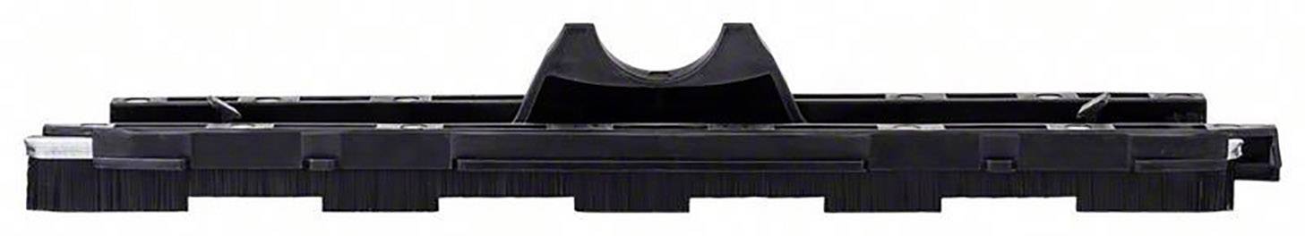 Ein schwarzes, rechteckiges Kunststoffgehäuse mit mehreren Fächern und einer zentralen, halbkreisförmigen Aussparung oben.