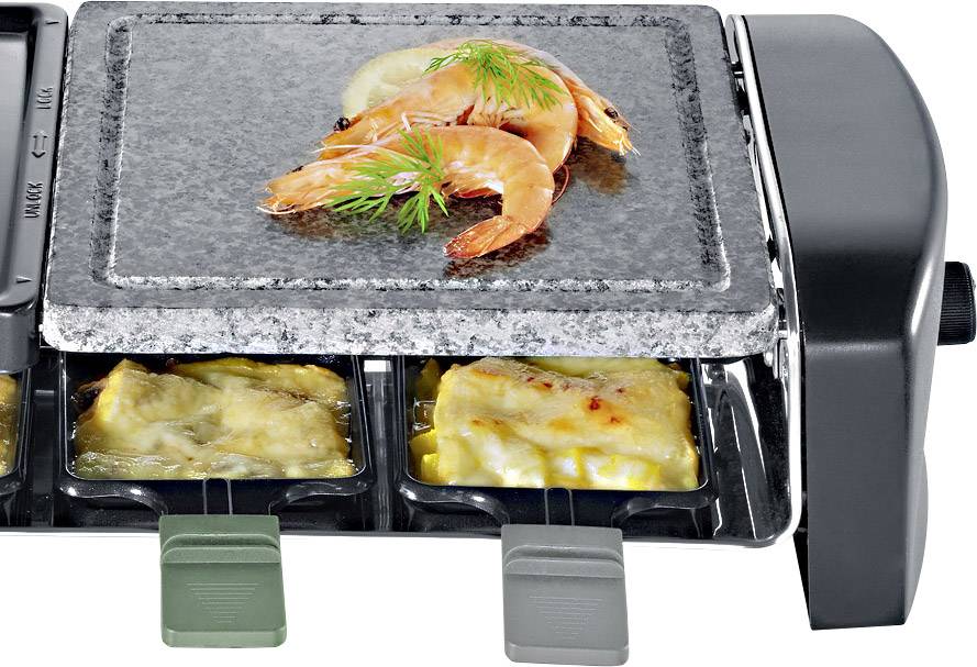 Severin RG 9645 Raclette 8 Pfännchen, mit Grillstein Schwarz