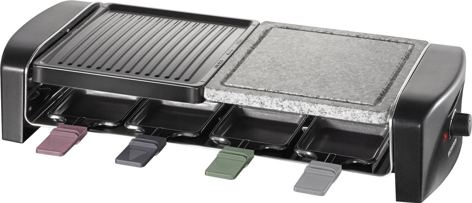 Severin RG 9645 Raclette 8 Pfännchen, mit Grillstein Schwarz