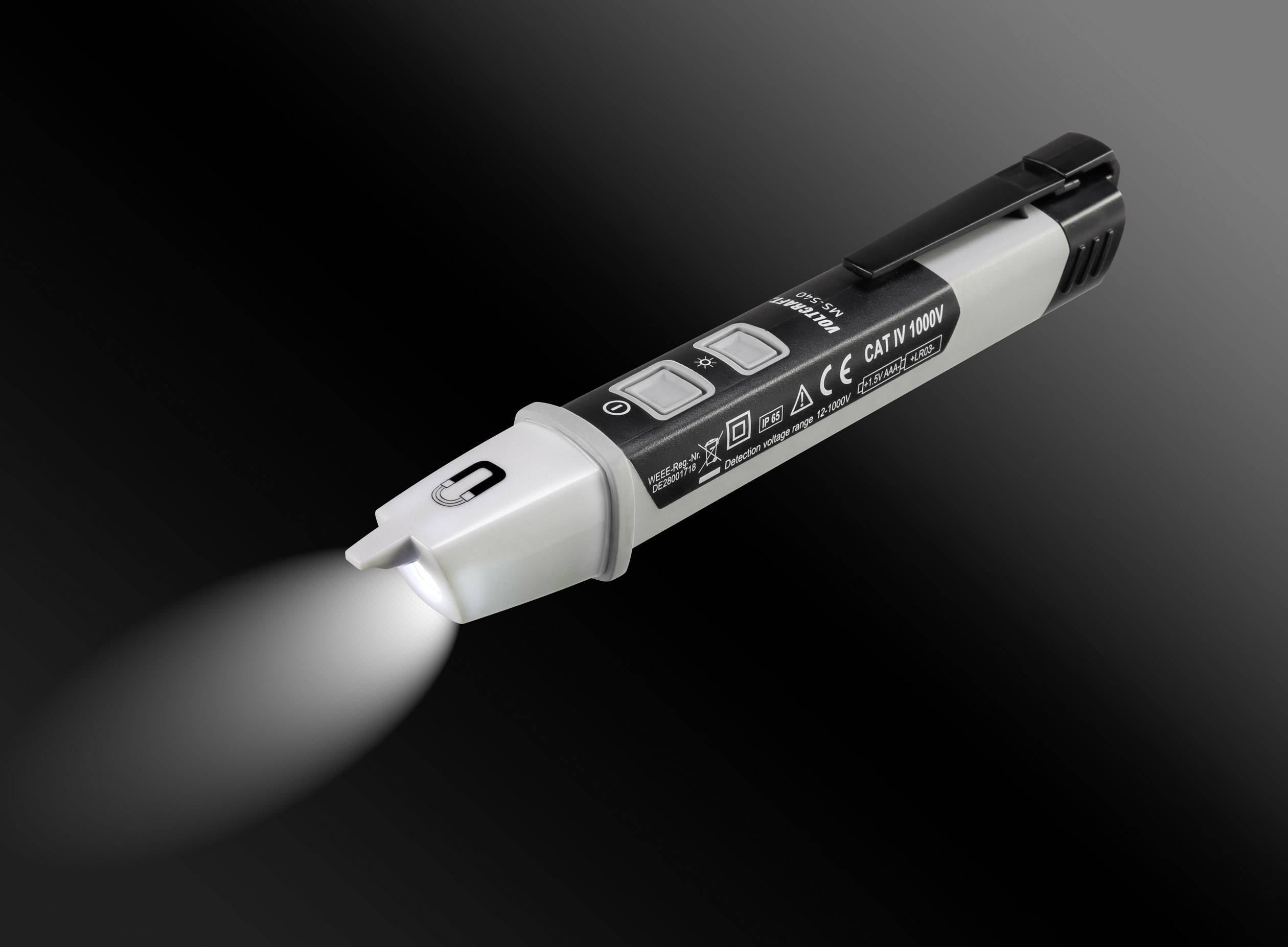 VOLTCRAFT MS-540 Berührungsloser Spannungsprüfer CAT IV 1000V LED, Akustik, Vibration