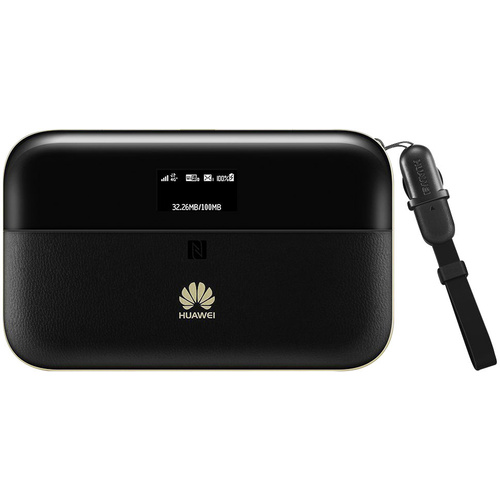 Huawei E5885LS-93A Mobiler LTE-WLAN-Hotspot bis 32 Geräte 300MBit/s mit microSD-Kartenslot, Powerbank-Funktion Schwarz, Gold