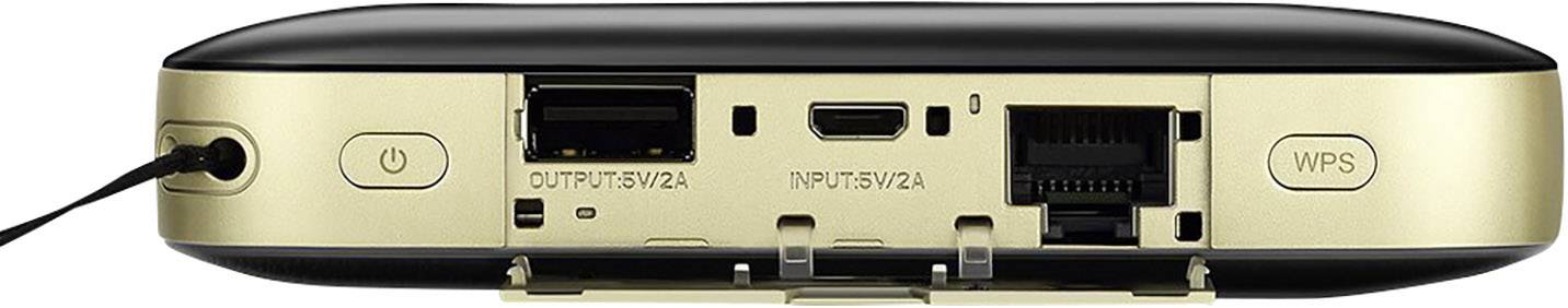 Huawei E5885LS-93A Mobiler LTE-WLAN-Hotspot bis 32 Geräte 300MBit/s mit microSD-Kartenslot, Powerbank-Funktion Schwarz, Gold