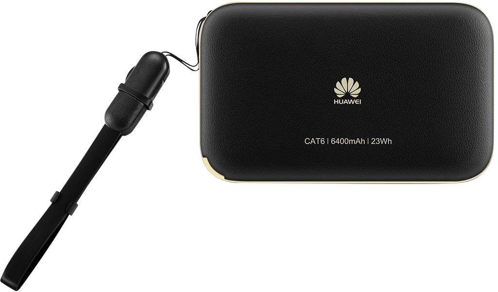 Huawei E5885LS-93A Mobiler LTE-WLAN-Hotspot bis 32 Geräte 300MBit/s mit microSD-Kartenslot, Powerbank-Funktion Schwarz, Gold