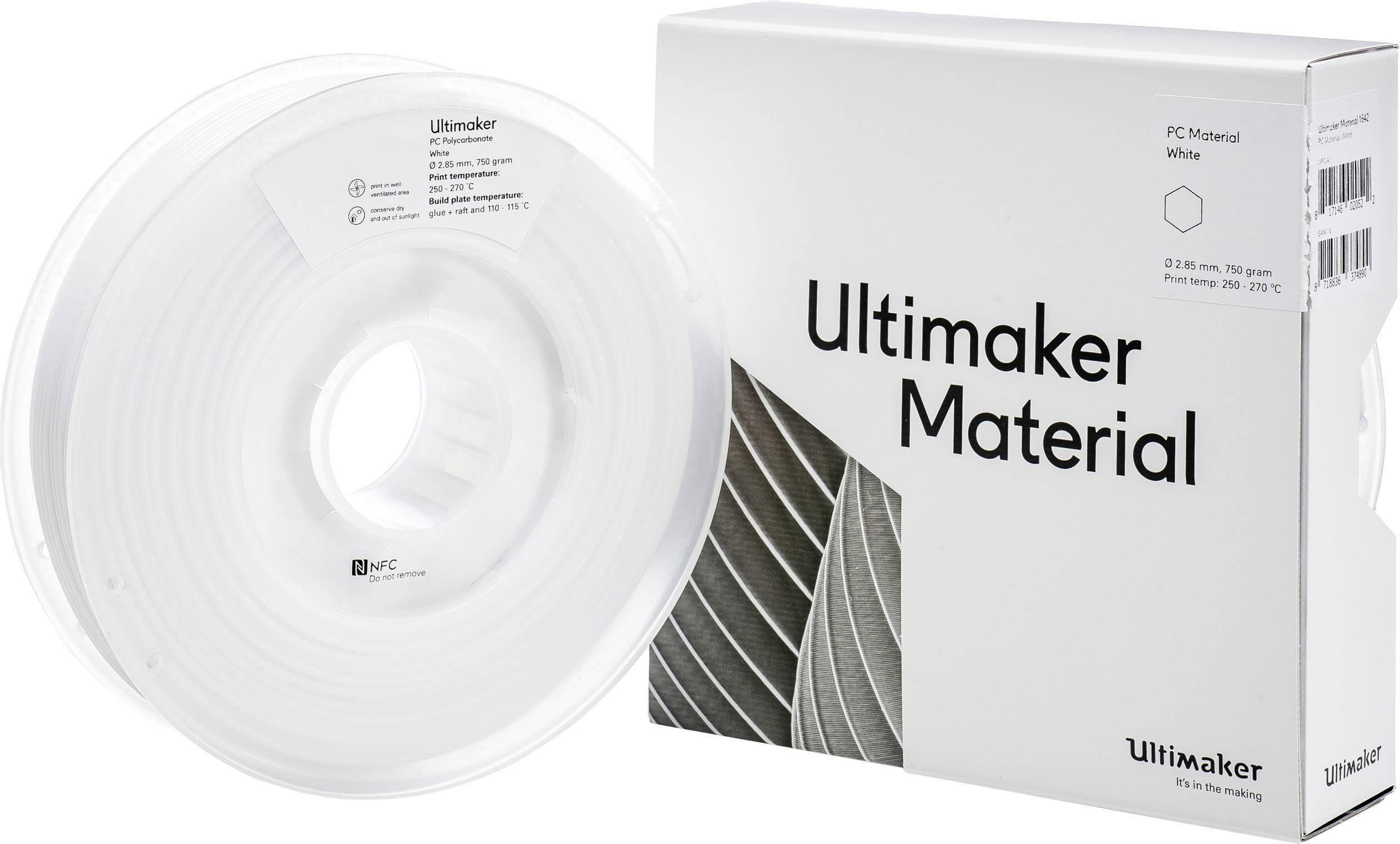 Ultimaker PCA - M3577 White 750 - 212674 Filament PC (Polycarbonat) 2.85mm 750g Weiß 1St.