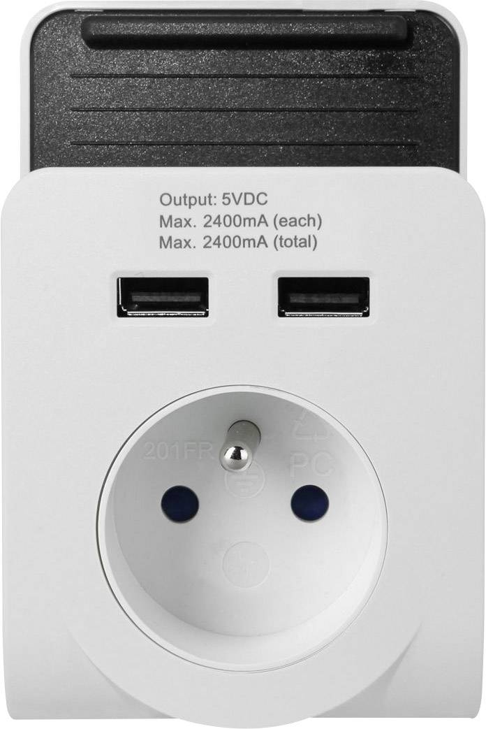 GAO EMP601USB-F 6005F USB-Ladegerät Steckdose Ausgangsstrom (max.) 2400mA 2 x, 1 x USB 2.0 Buchse A, Frankreich-Stecker