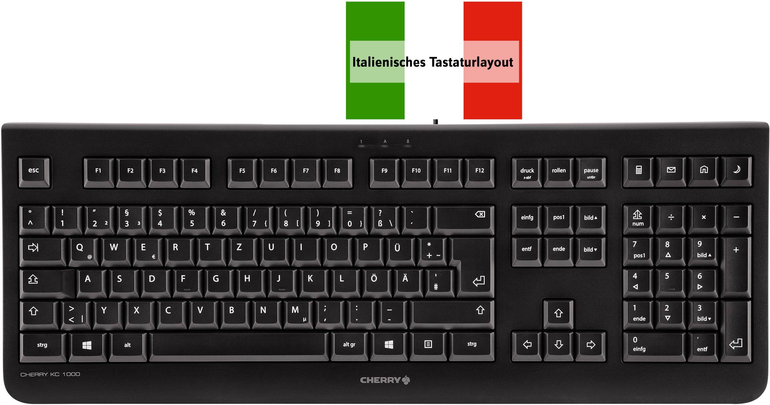 Tastatur CHERRY KC1000 Schwarz Italienisch, QWERTY