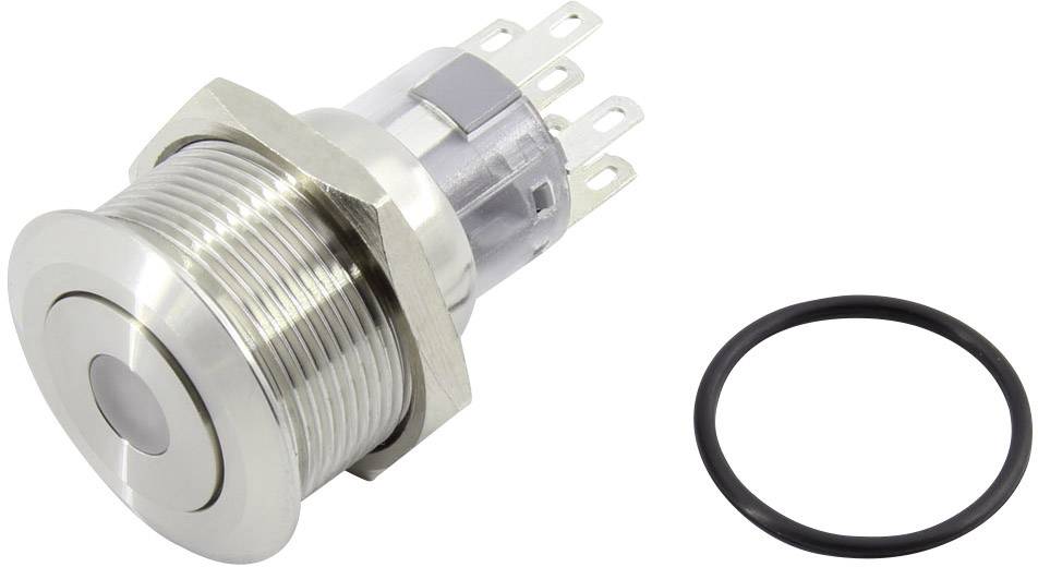 Runder Metallschalter mit mehreren Anschlüssen und abnehmbarem Gummiring, geeignet für elektrische Anwendungen.