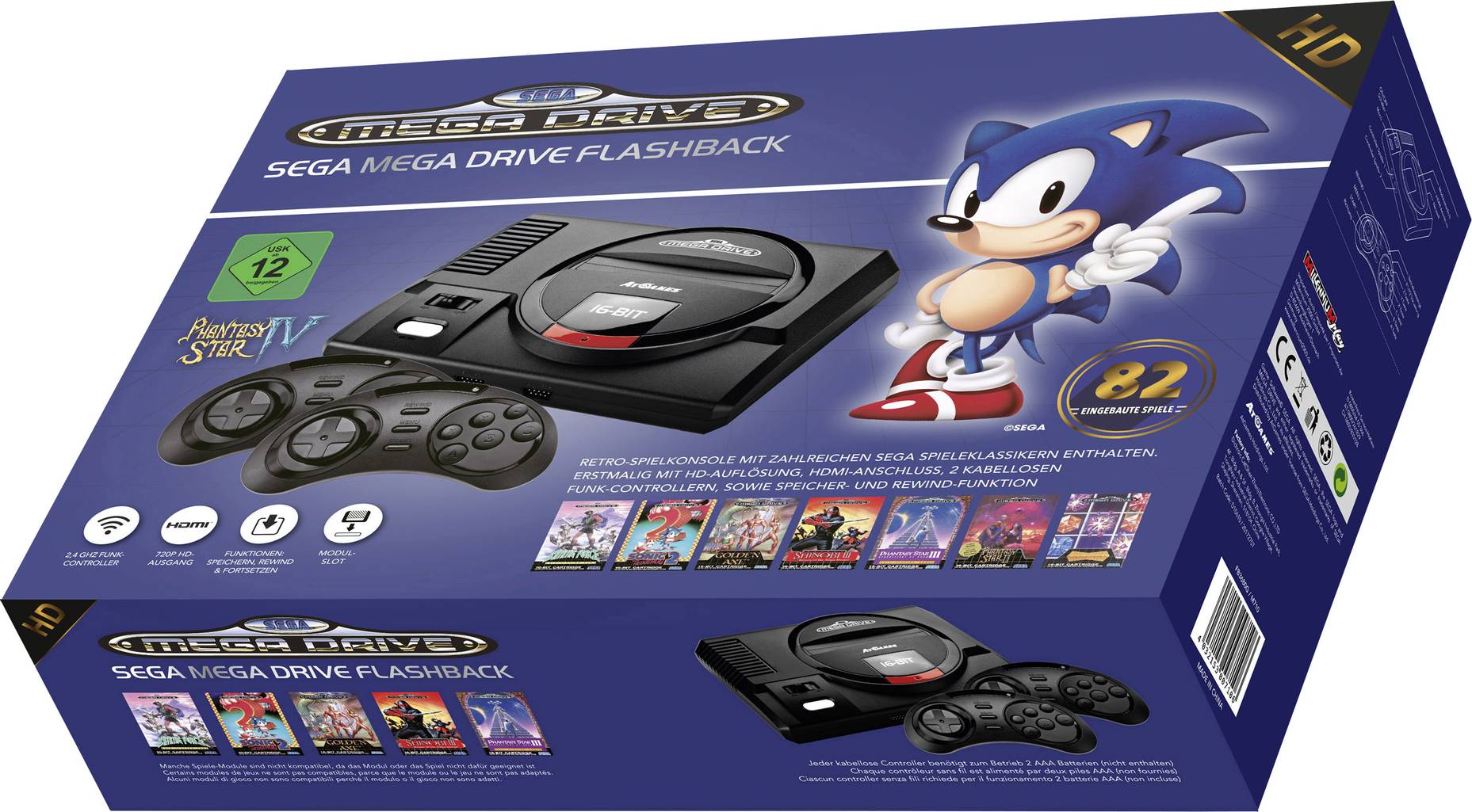 SEGA Retro Konsole Megadrive Flashback HD inkl. 2 Wireless Controller ...