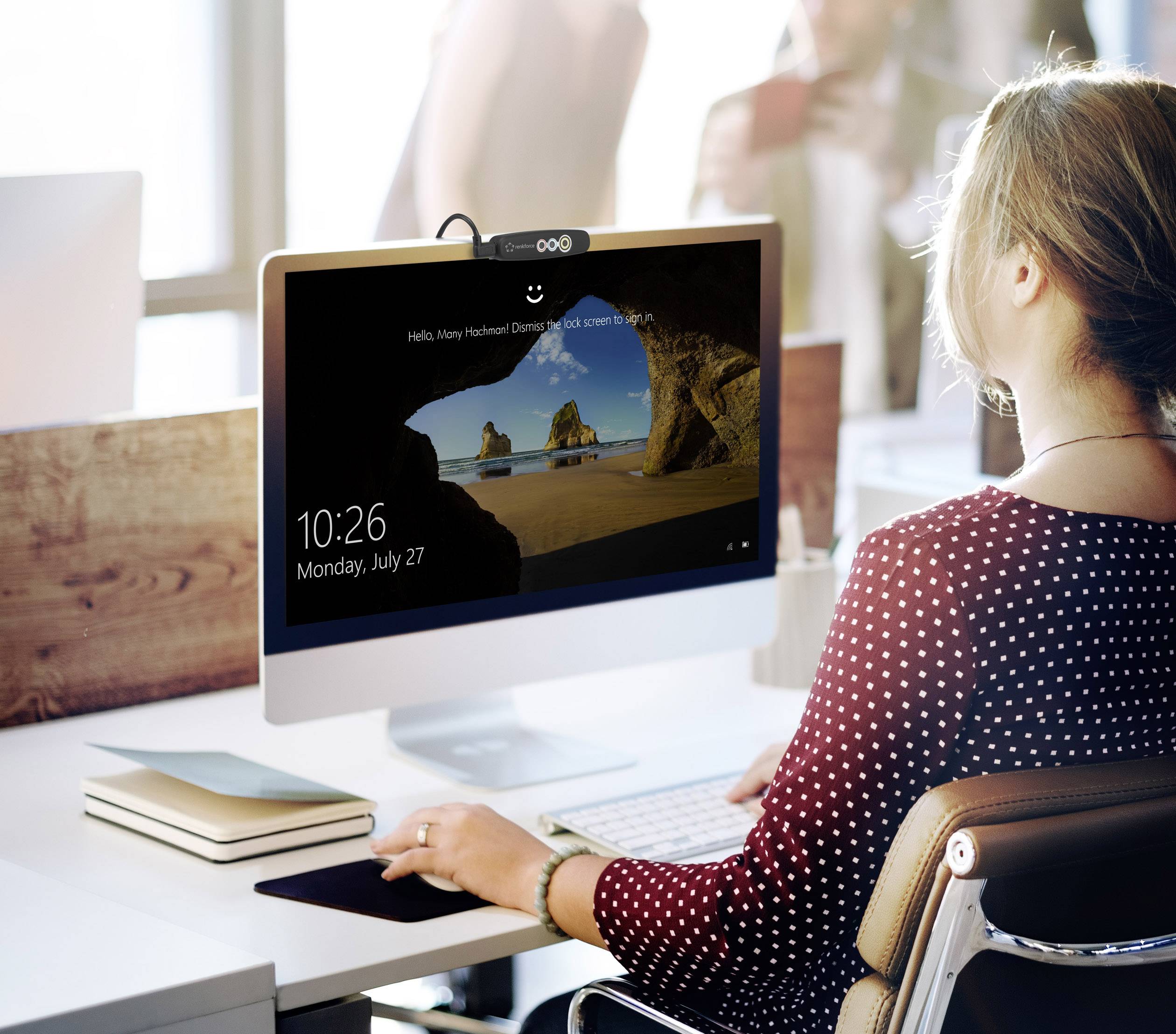 Renkforce Webcam 1280 x 720 Pixel RF-WEC-720P Gesichtserkennung für Windows Hello, Magnet-Halterung mit Infrarotkamera