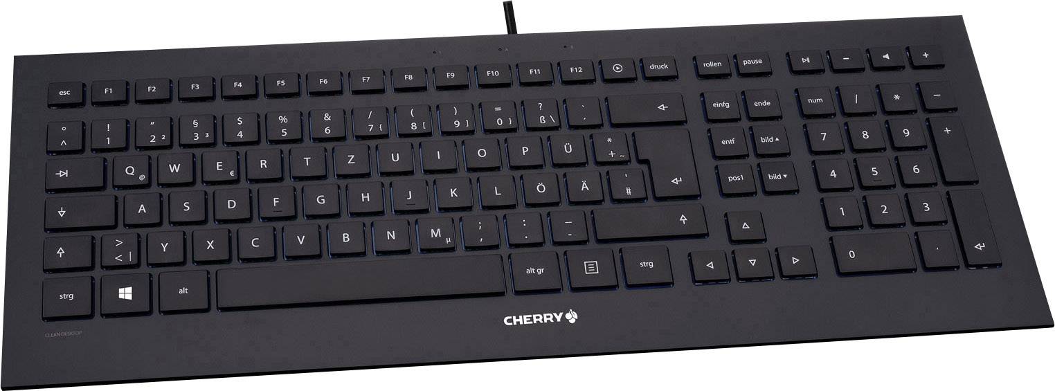 Cherry Strait 3.0 USB Tastatur Deutsch, QWERTZ, Windows® Schwarz Spritzwassergeschützt