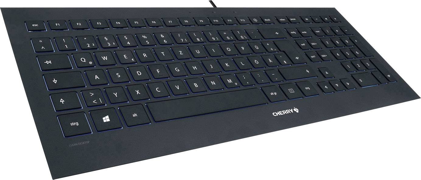 Cherry Strait 3.0 USB Tastatur Deutsch, QWERTZ, Windows® Schwarz Spritzwassergeschützt