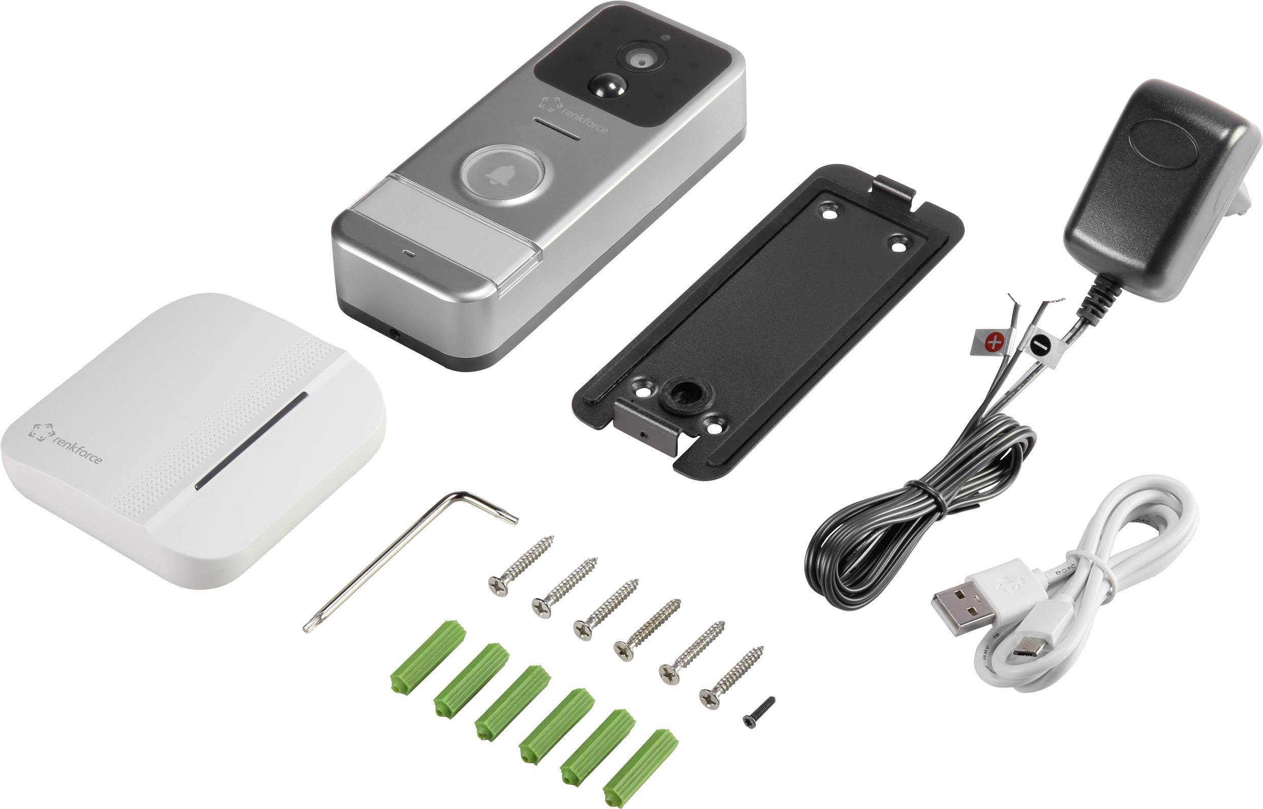 Renkforce  IP-Video-Türsprechanlage WLAN, Funk Komplett-Set  Silber, Weiß