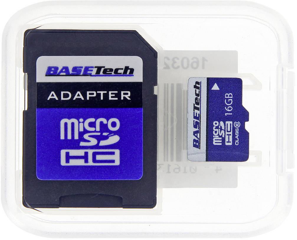 Basetech  microSD-Karte 16 GB Class 10 inkl. SD-Adapter