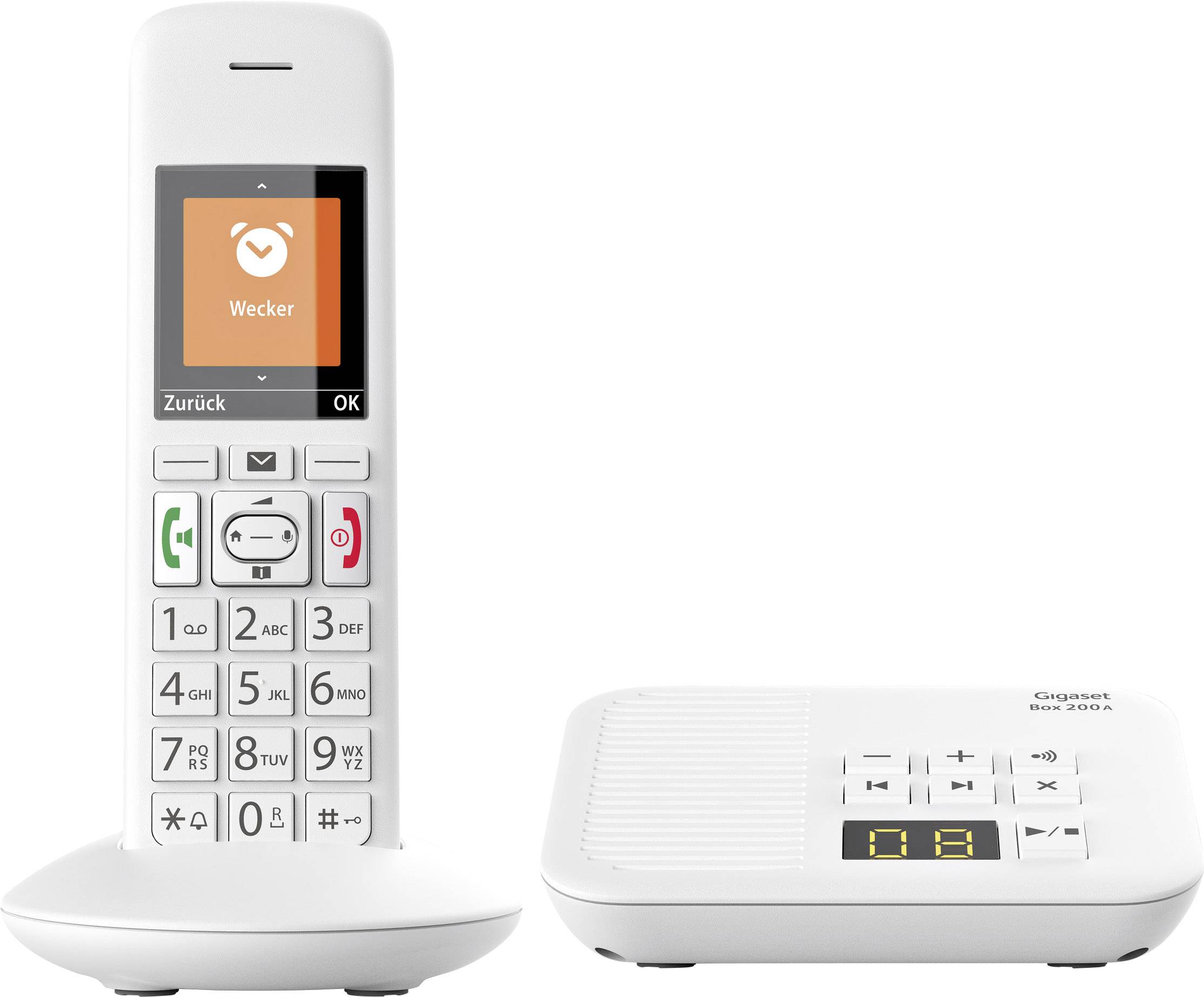 Gigaset E370A Duo DECT/GAP Schnurloses Telefon analog Anrufbeantworter, Babyphone, Freisprechen Weiß