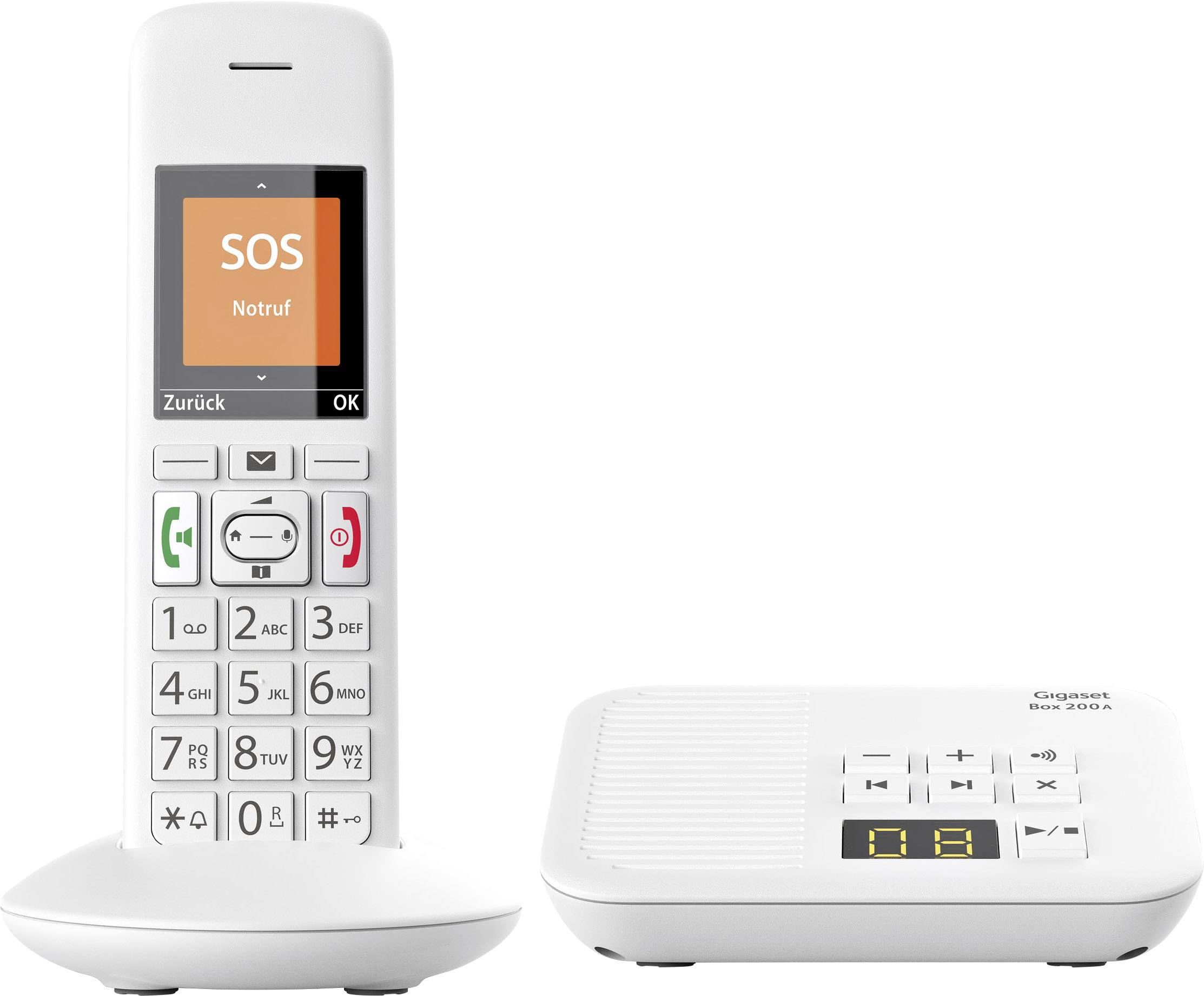 Gigaset E370A Duo DECT/GAP Schnurloses Telefon analog Anrufbeantworter, Babyphone, Freisprechen Weiß