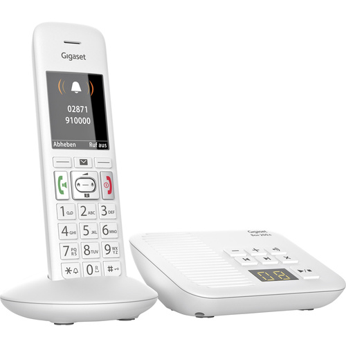 Gigaset E370A DECT/GAP Schnurloses Telefon analog Anrufbeantworter, Babyphone, Freisprechen Weiß