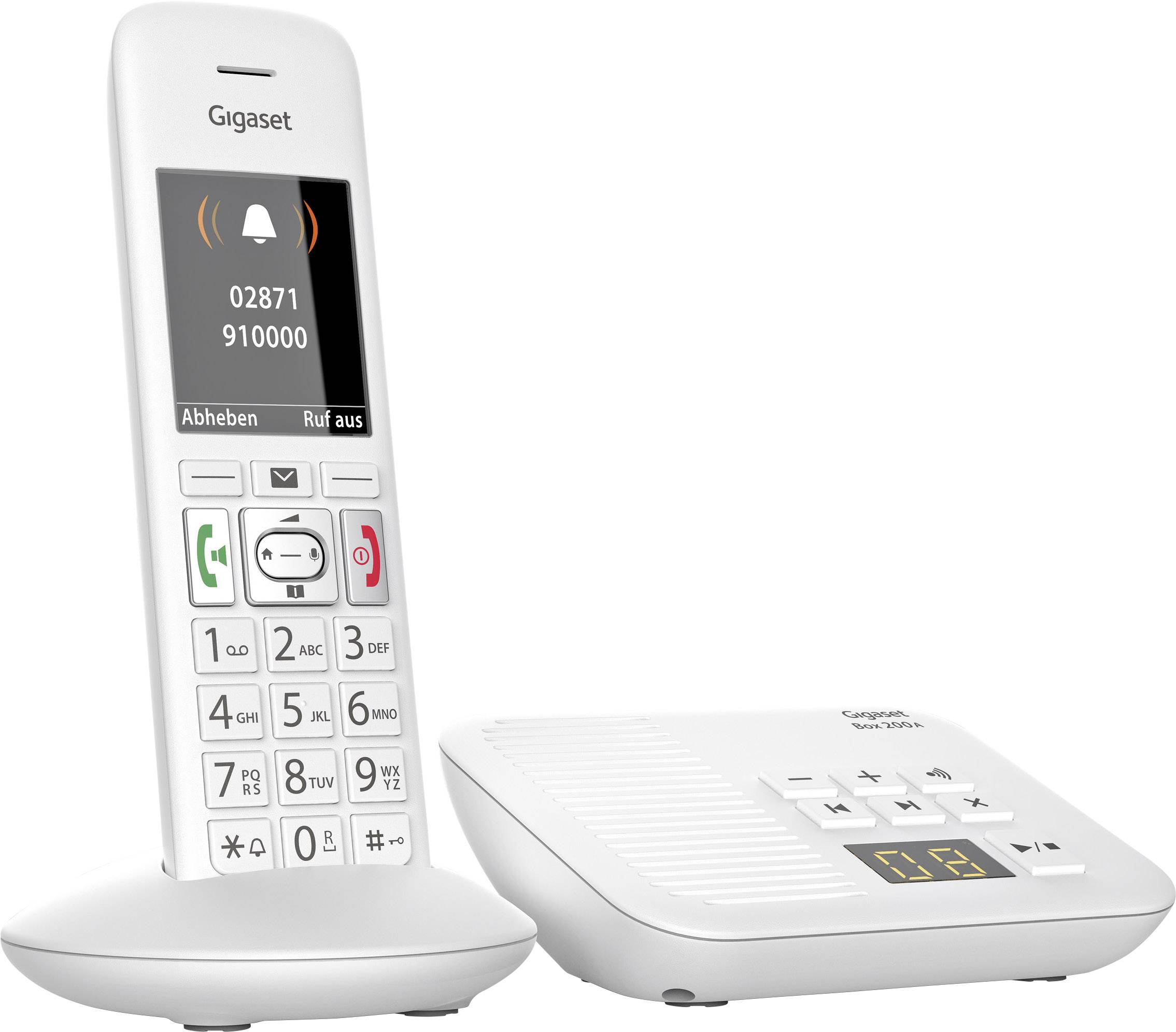 Gigaset E370A Duo DECT/GAP Schnurloses Telefon analog Anrufbeantworter, Babyphone, Freisprechen Weiß