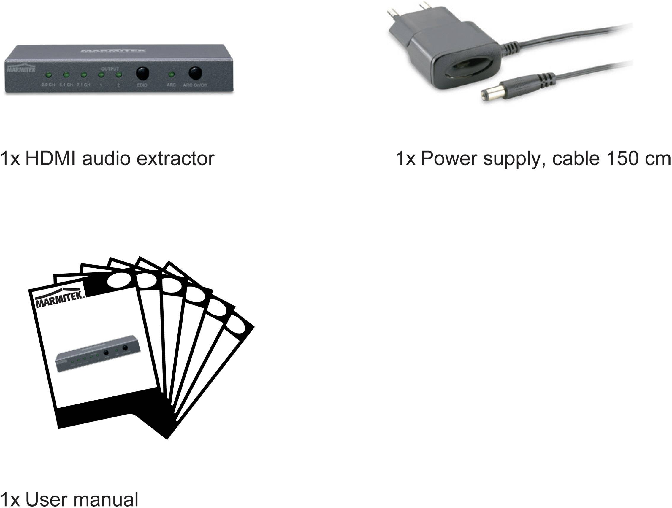 Marmitek Audio Extraktor Connect AE24 UHD 2.0 [HDMI - HDMI, Toslink, Stereo Cinch (R/L)] 3840 x 216