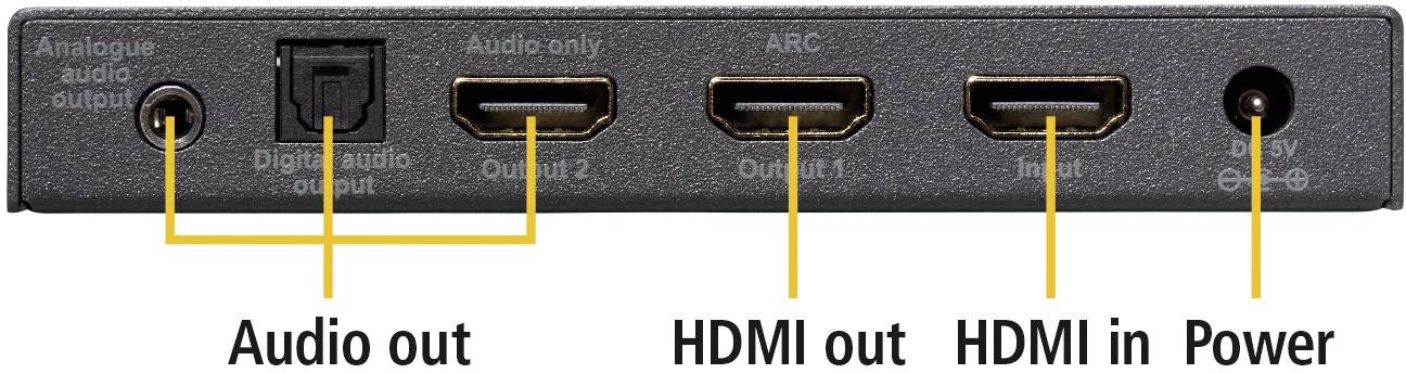 Marmitek Audio Extraktor Connect AE24 UHD 2.0 [HDMI - HDMI, Toslink, Stereo Cinch (R/L)] 3840 x 216