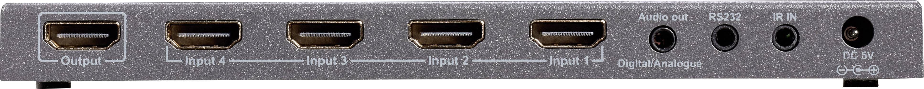Marmitek Connect 621 UHD 2.0 4 Port HDMI-Switch 3D-Wiedergabe möglich, Metallgehäuse, Ultra HD-fähig, mit Audio-Ports, mit Fernbedienung, mit einge