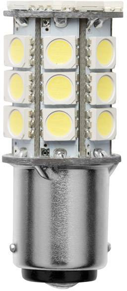 Eine LED-Birne mit zylindrischer Form und mehreren gelben Lichtpunkten auf weißer Platine. Geeignet für Energieeinsparung und Langlebigkeit.
