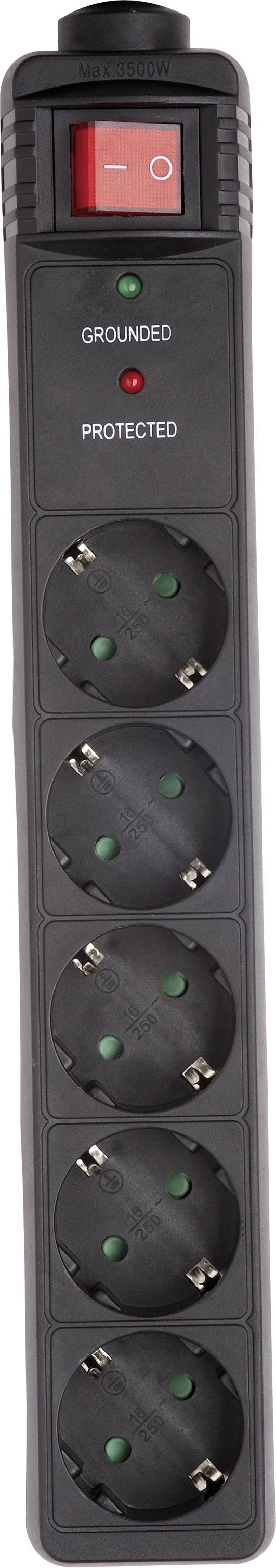 Gembird SPG5-C-15 Überspannungsschutz-Steckdosenleiste 5fach Schwarz Schutzkontakt 1 St.