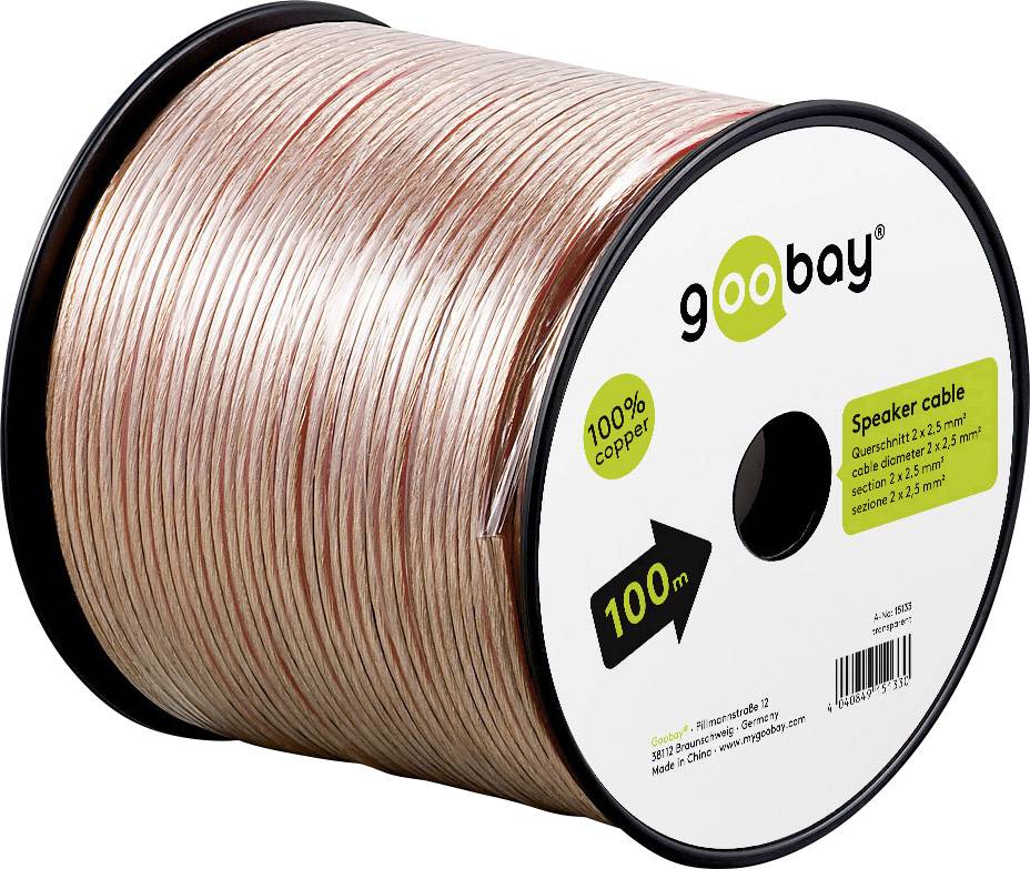 Goobay 15130 Lautsprecherkabel 2 x 2.5 mm² Transparent 10 m