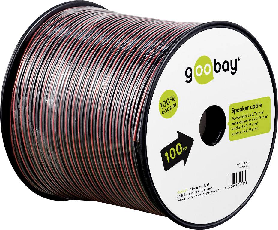 Goobay 15093 Lautsprecherkabel 2 x 0.75 mm² Rot/Schwarz 10 m