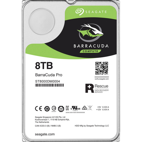 Seagate ST8000DM0004 Interne Festplatte 8.9cm (3.5 Zoll) 8TB BarraCuda Pro Bulk SATA III