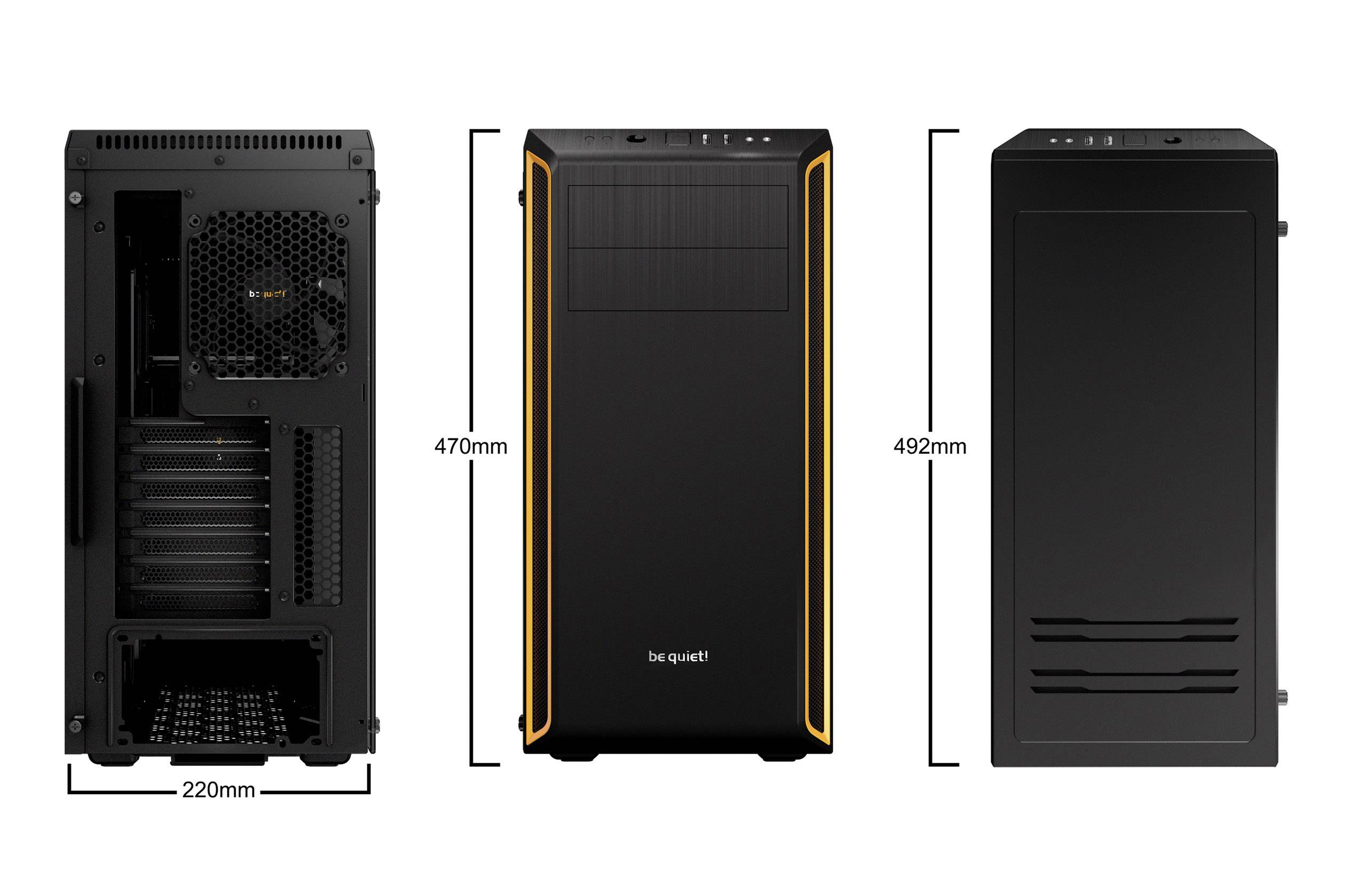 BeQuiet Pure Base 600 Midi-Tower PC-Gehäuse Schwarz, Orange