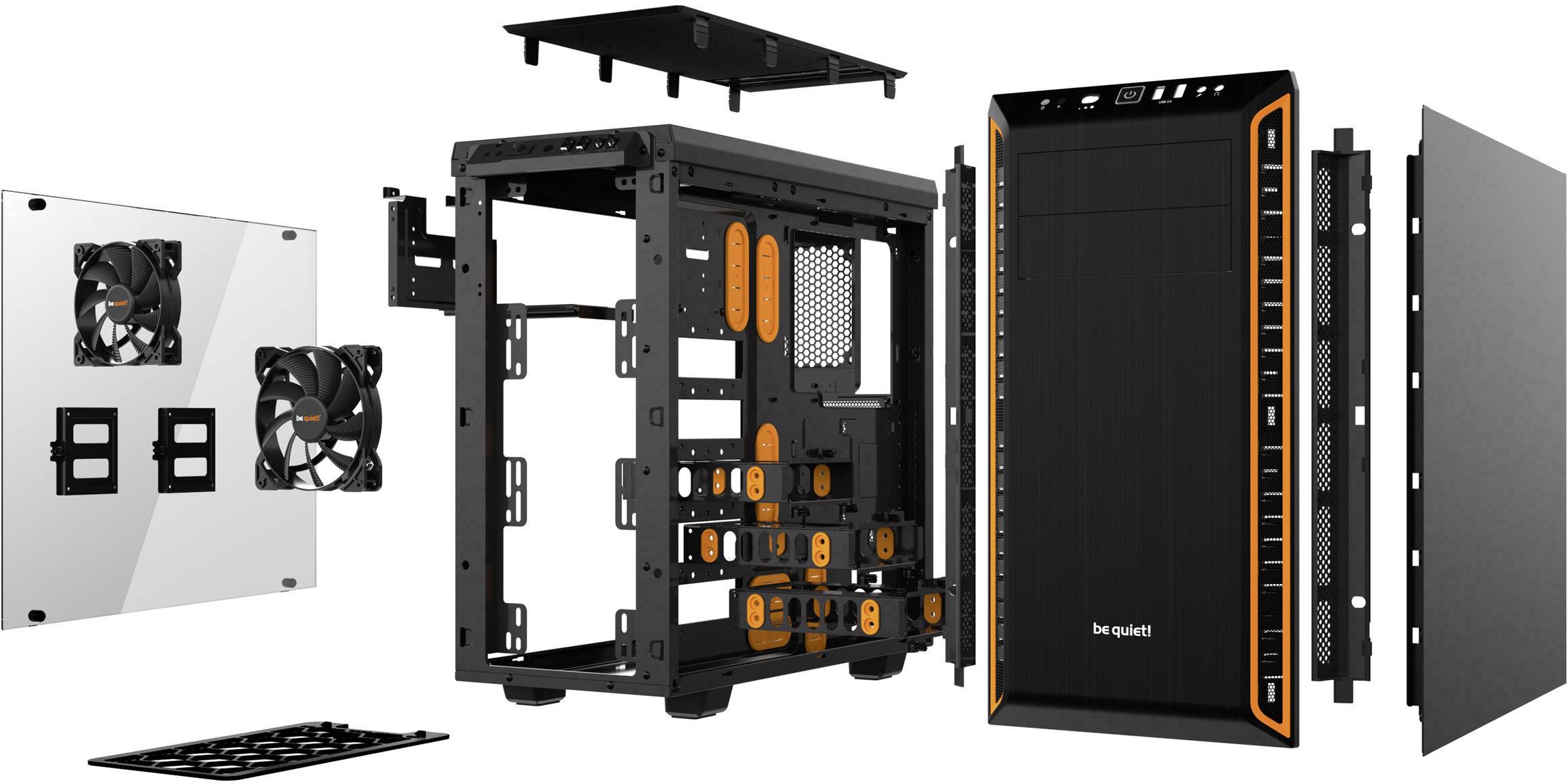 BeQuiet Pure Base 600 Midi-Tower PC-Gehäuse Schwarz, Orange