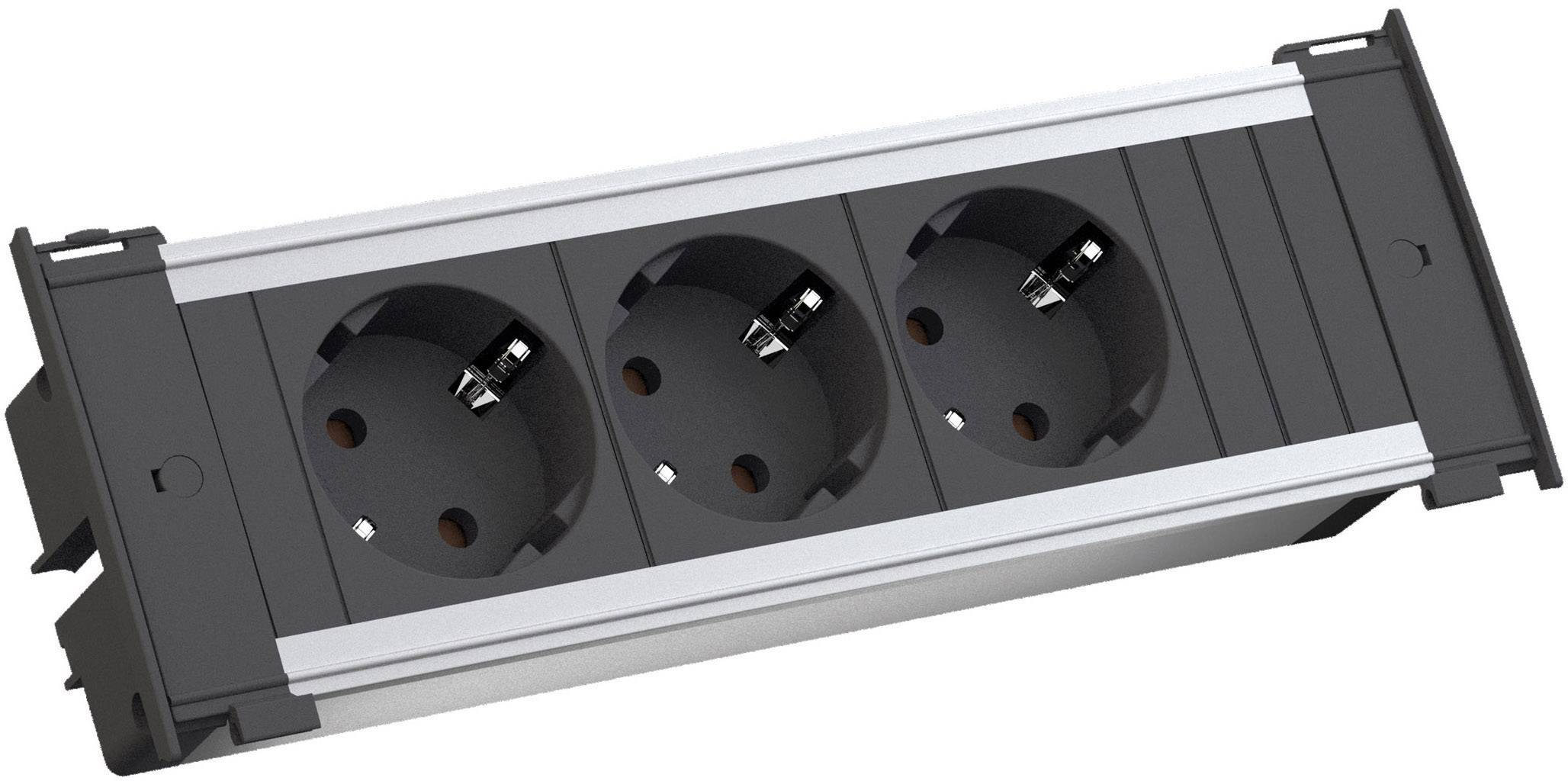 Bachmann 4953479 3fach Steckdosen-Modul ohne Schalter Schwarz (RAL 9005) 20.00 cm